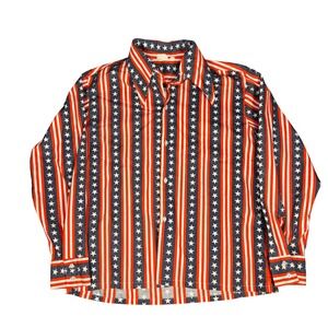 Vintage 60s 70s Brent Montgomery Ward Stars Stripes Americana Shirt XL Mens